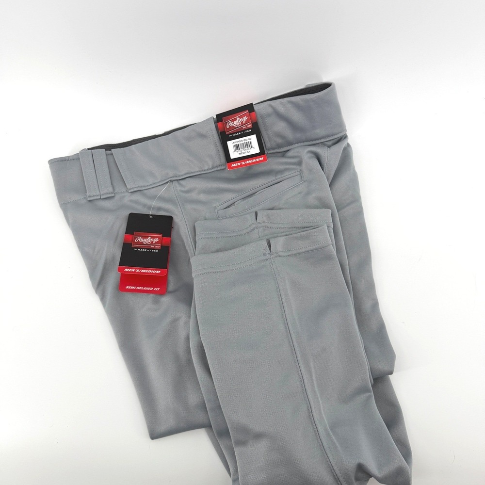 NEW Rawlings Mens M Pro Dri Semi-Relaxed Fit Baseball Pants Gray LNCHSR-BG-89